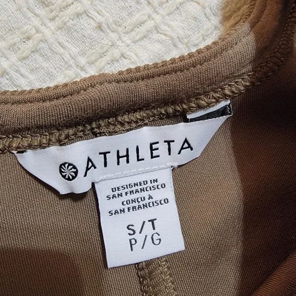 ✨️ NWT Athleta Seasoft Tan Rib Midi Tank Dress Small Tall - Picture 5 of 8